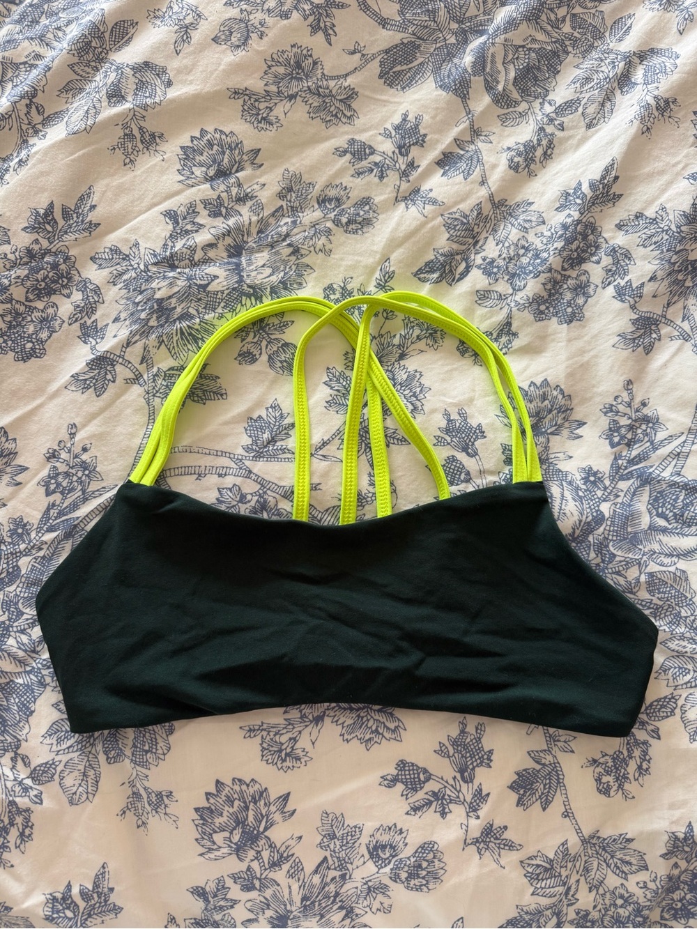 Jolyn Fendrick’s Green Bikini Top with Neon Yellow Strappy Back